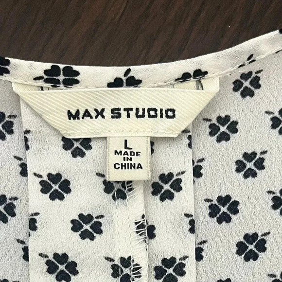 Max Studio women’s black and white blouse size large - Picture 4 of 8